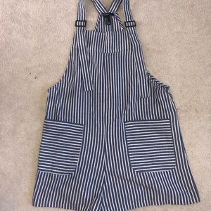 Forever 21 Blue/White Striped Overalls